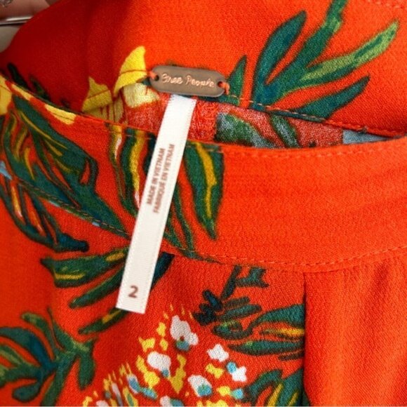 FREE People Blue Horizon floral orange pant - Picture 4 of 7